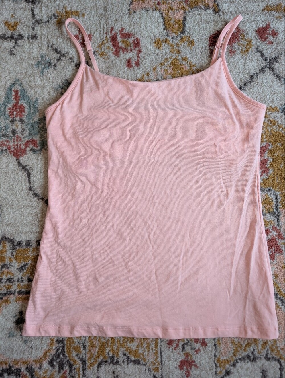 Oscar de la Renta Women's L Pale Pink Camisole Top Soft Stretchy Built In Bra